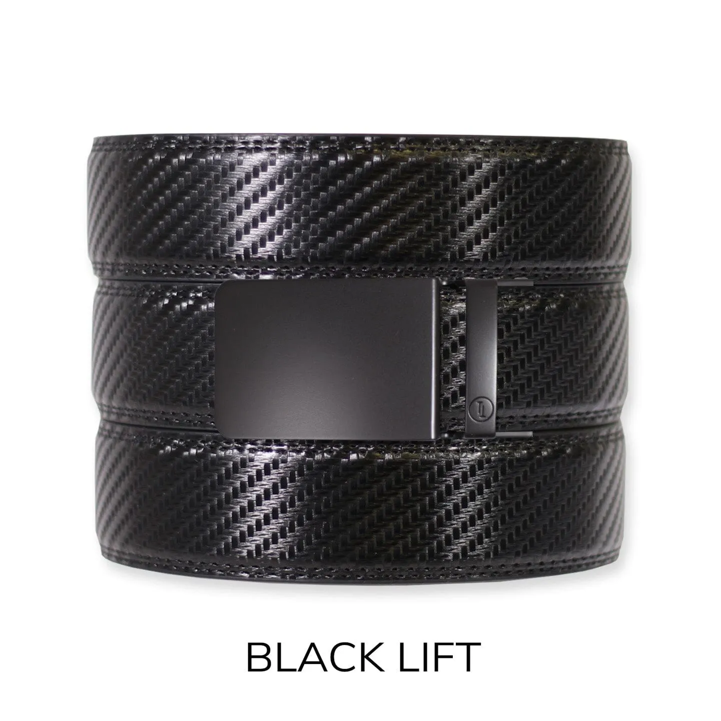 Carbon Black Leather Ratchet Belt & Buckle Set