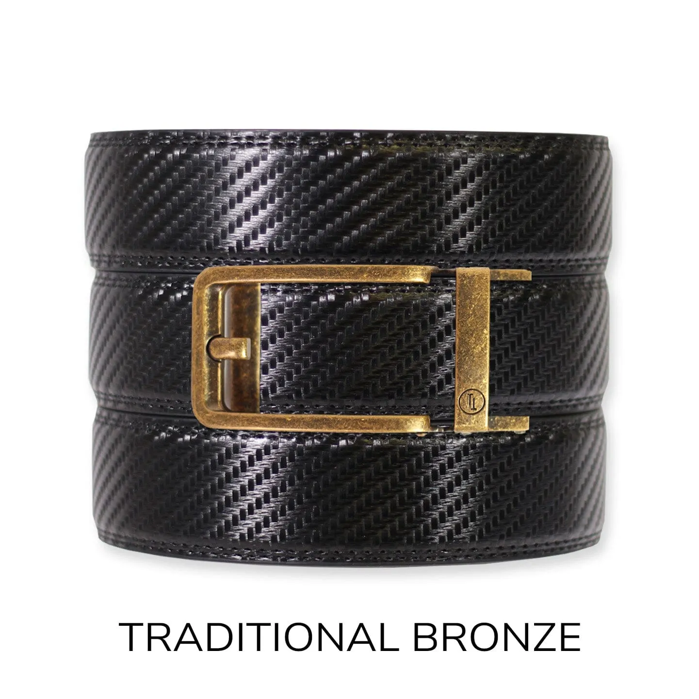 Carbon Black Leather Ratchet Belt & Buckle Set