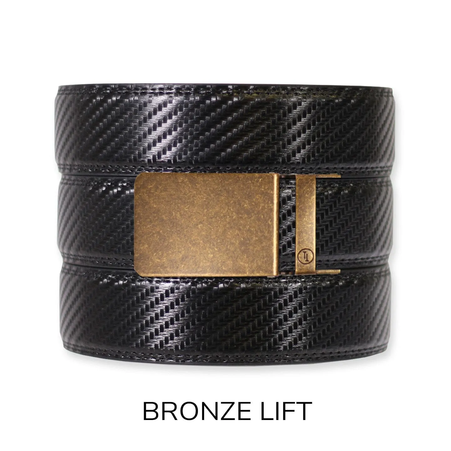 Carbon Black Leather Ratchet Belt & Buckle Set