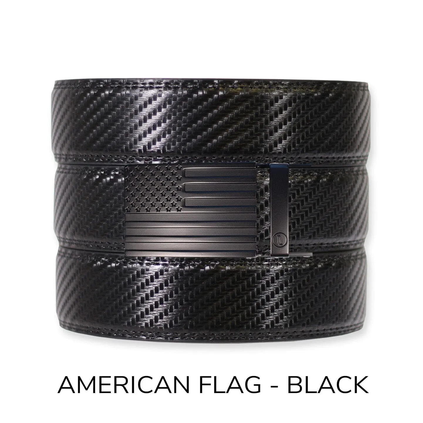 Carbon Black Leather Ratchet Belt & Buckle Set