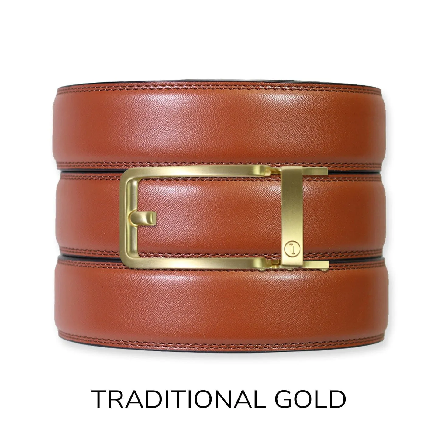 Chili Brown Leather Ratchet Belt & Buckle Set