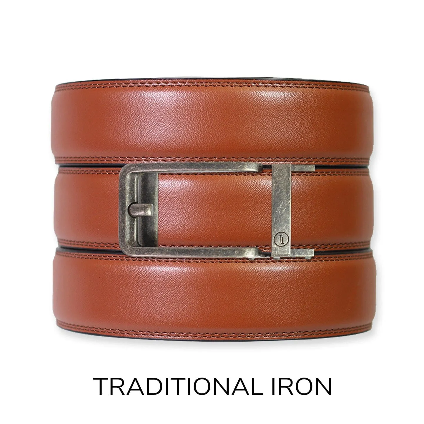 Chili Brown Leather Ratchet Belt & Buckle Set