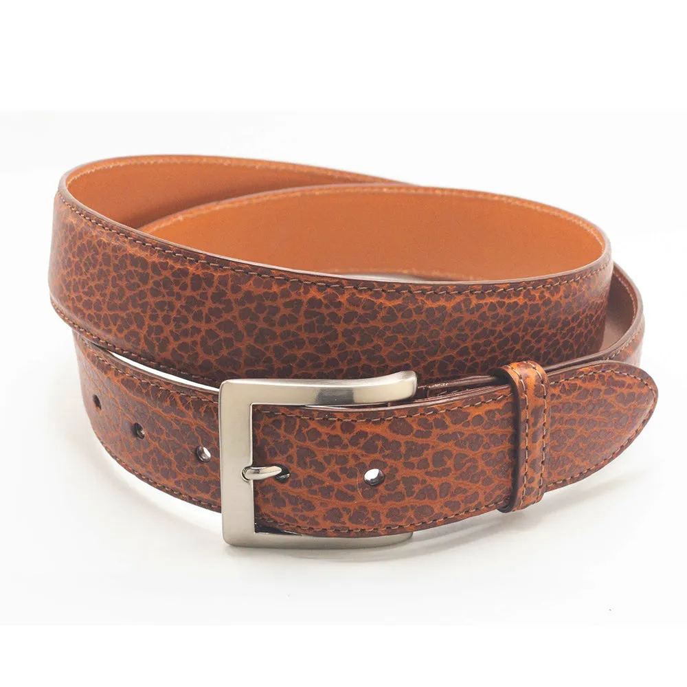Cognac American Bison Leather Golf Belt