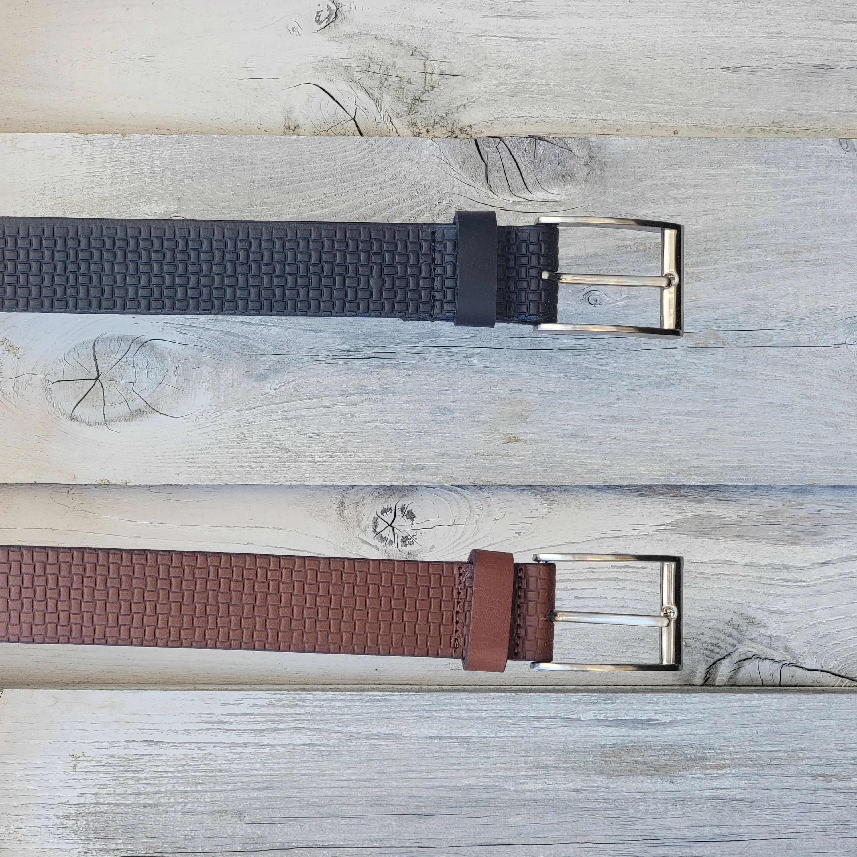 Cognac Formal Textured 100% Real Leather Belt