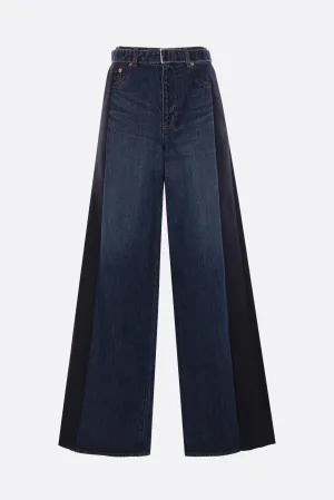 denim and cady trousers with belt