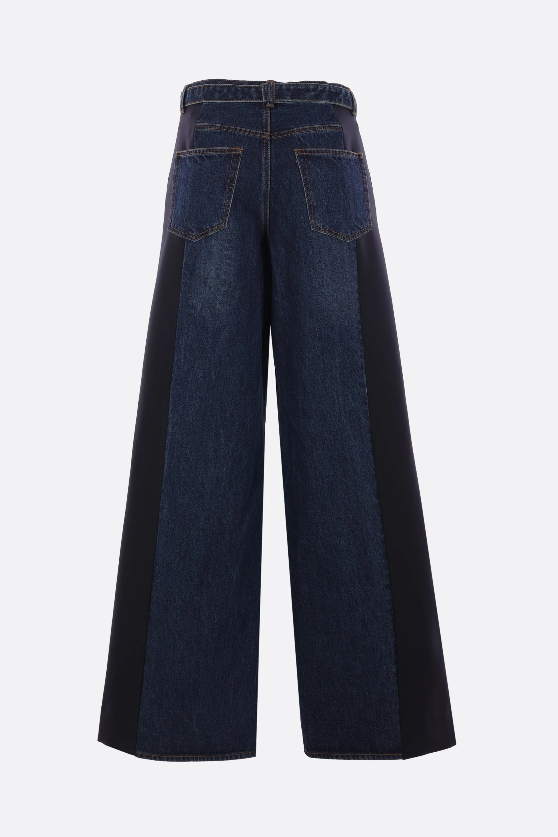 denim and cady trousers with belt
