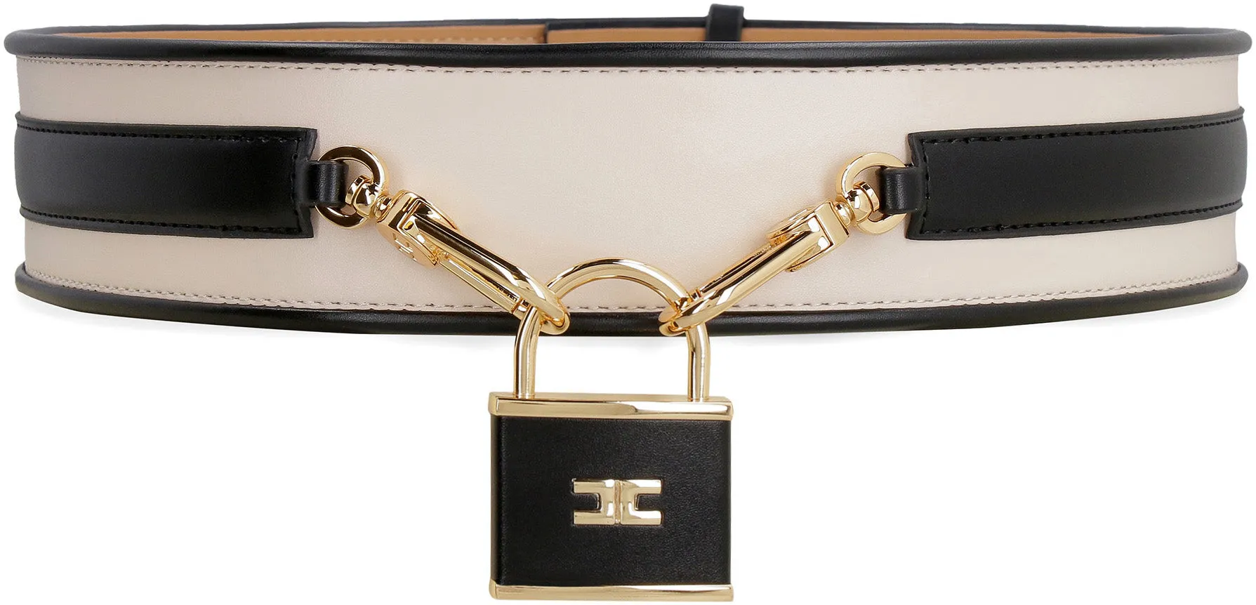 Elisabetta Franchi Logo Padlock High Waist Belt