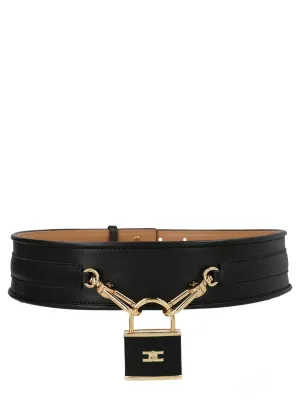 Elisabetta Franchi Logo Padlock High Waist Belt