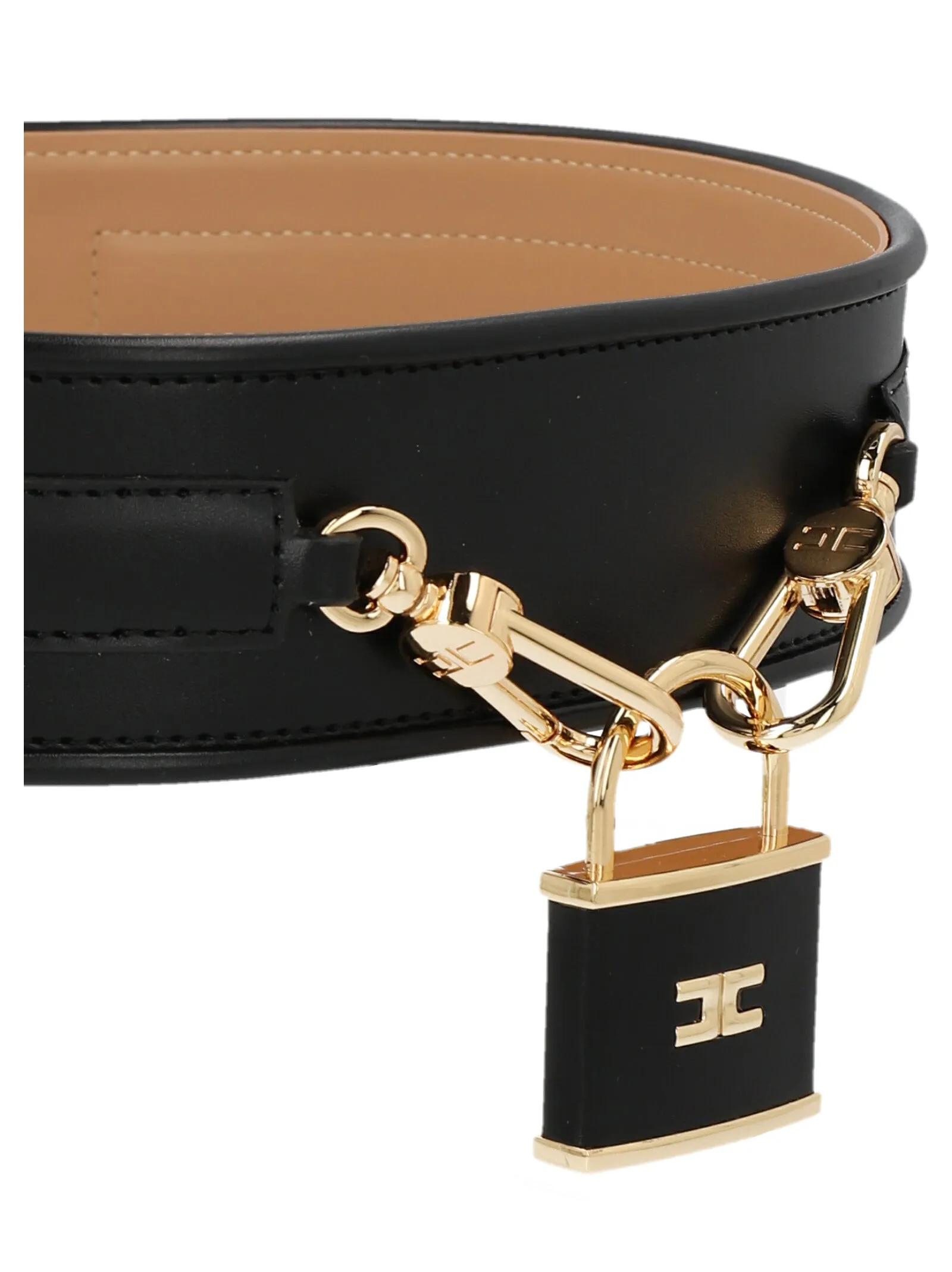 Elisabetta Franchi Logo Padlock High Waist Belt