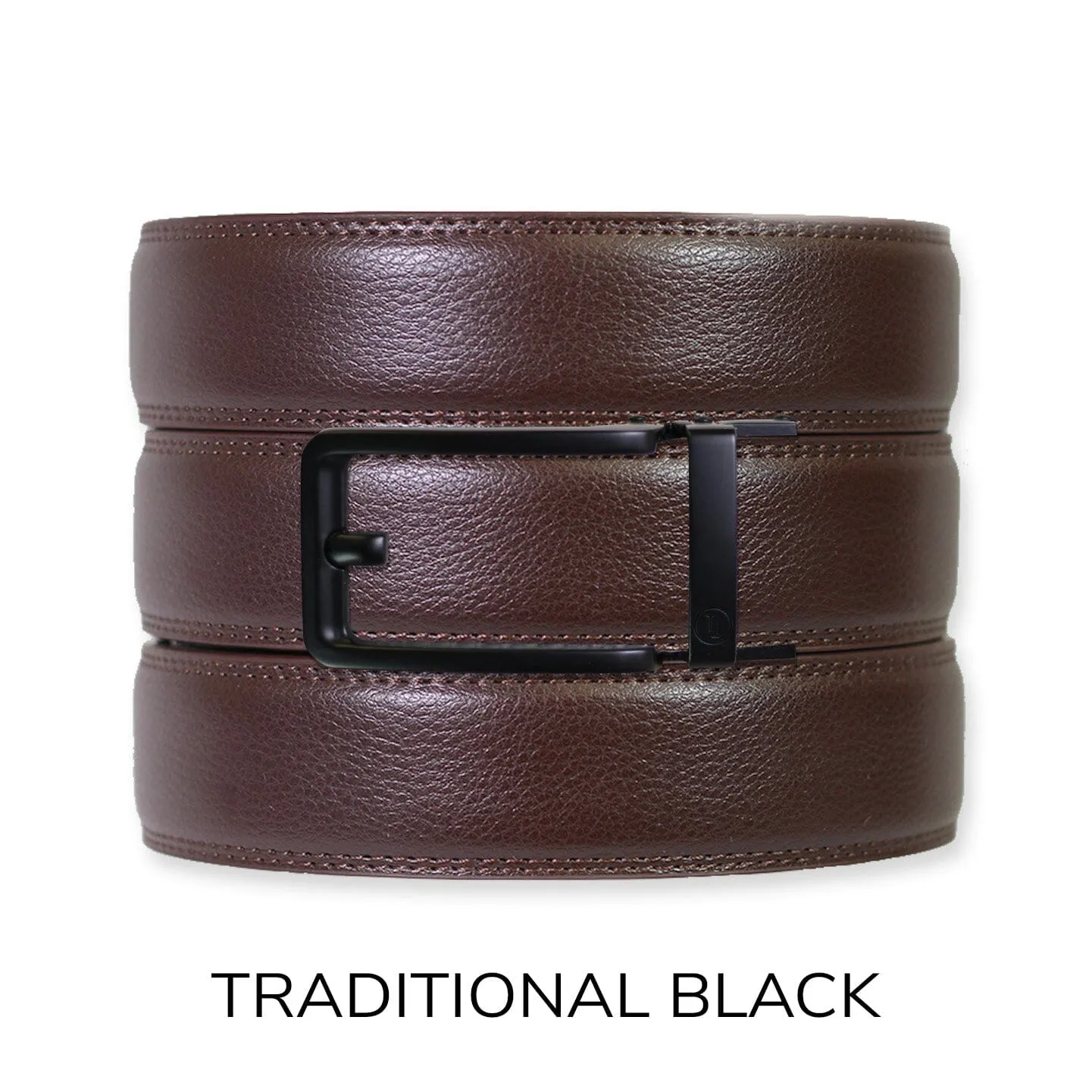 Espresso Leather Rachet Belt & Buckle Set