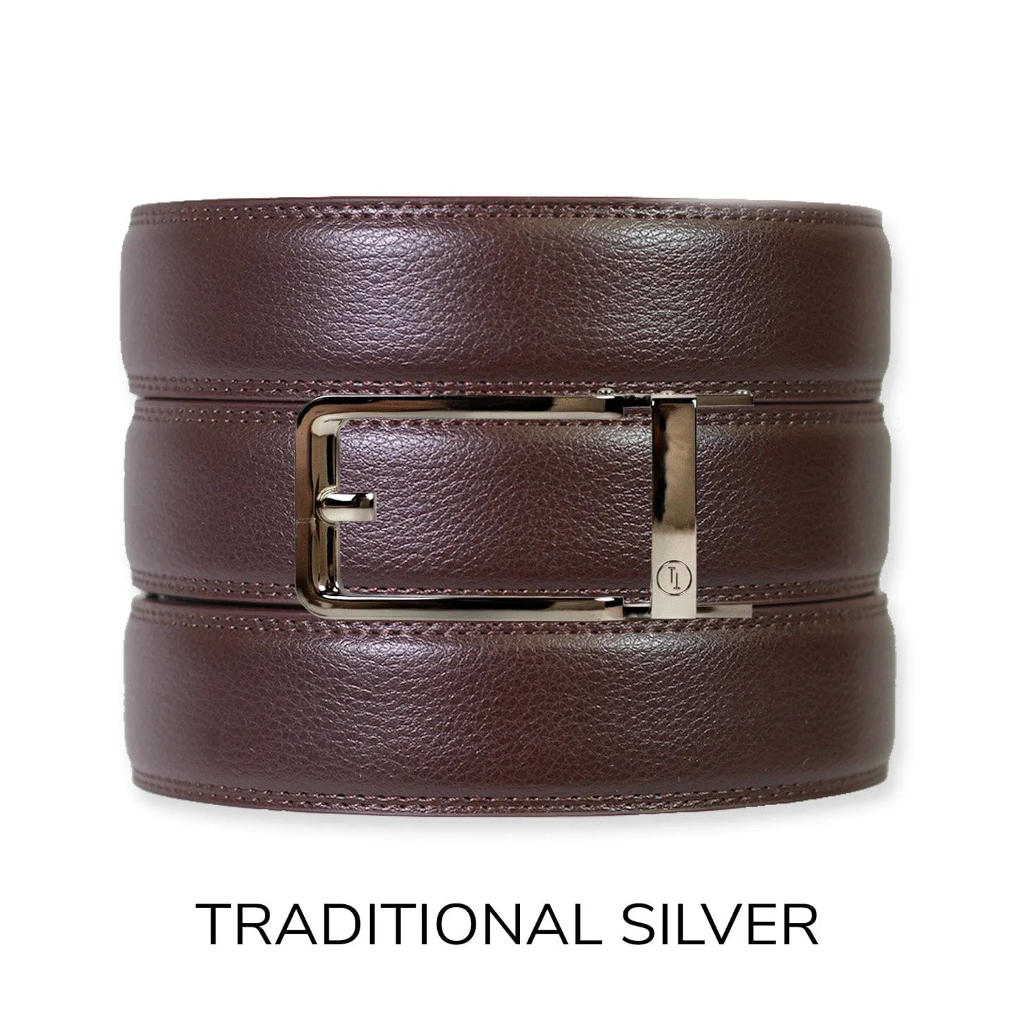 Espresso Leather Rachet Belt & Buckle Set