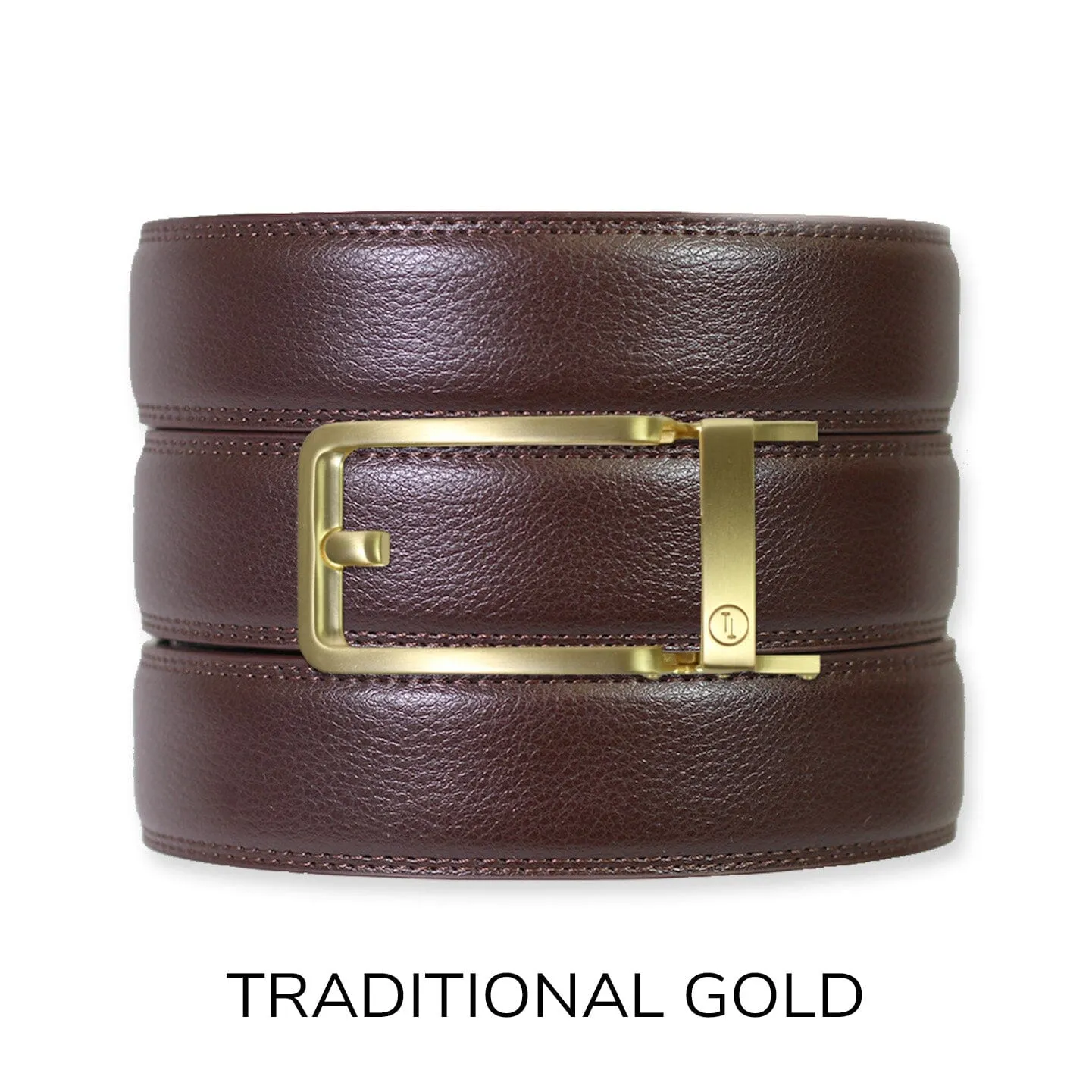 Espresso Leather Rachet Belt & Buckle Set