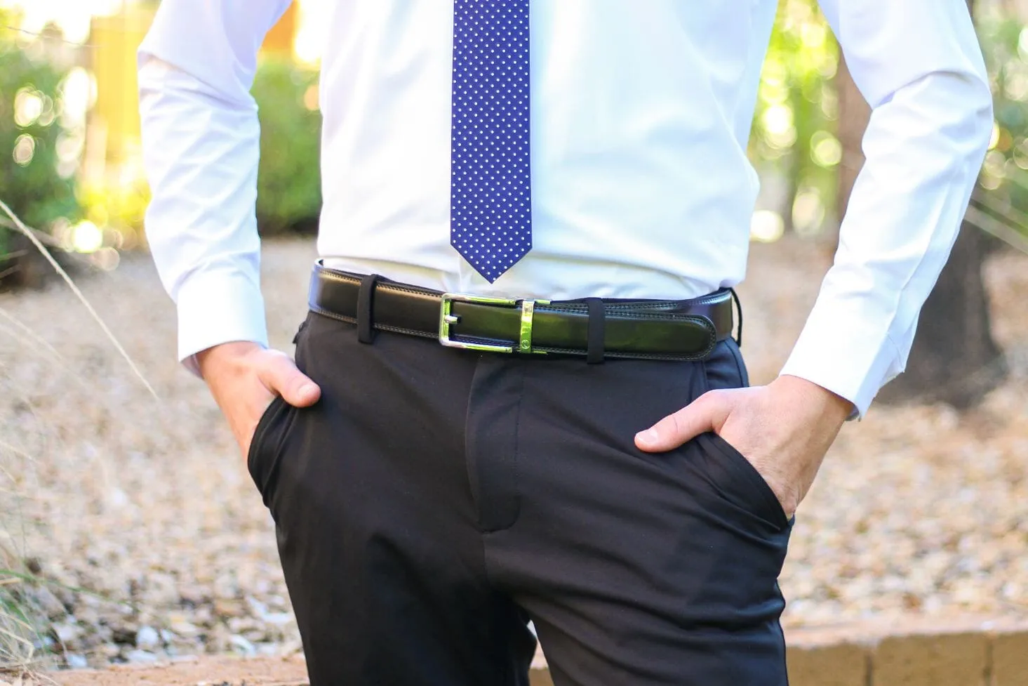 Gloss Black Leather Ratchet Belt & Buckle Set