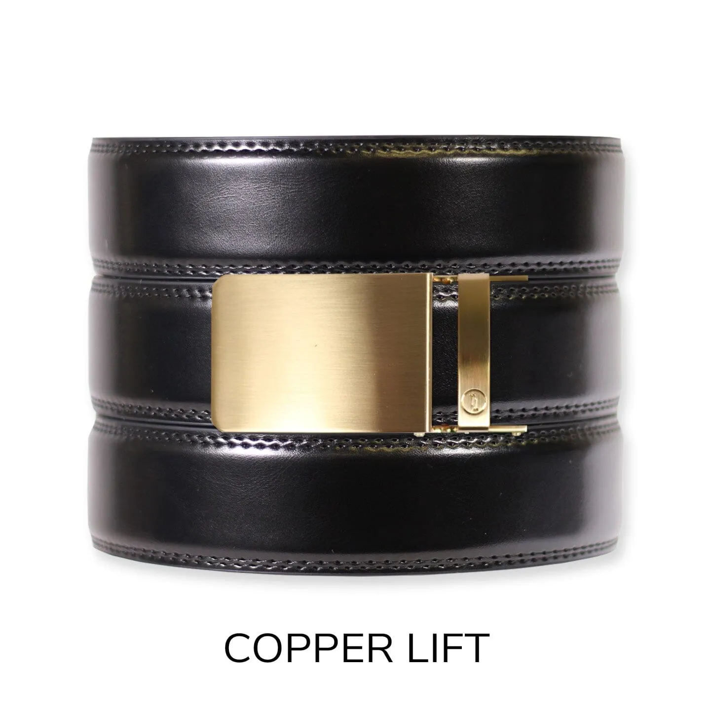Gloss Black Leather Ratchet Belt & Buckle Set