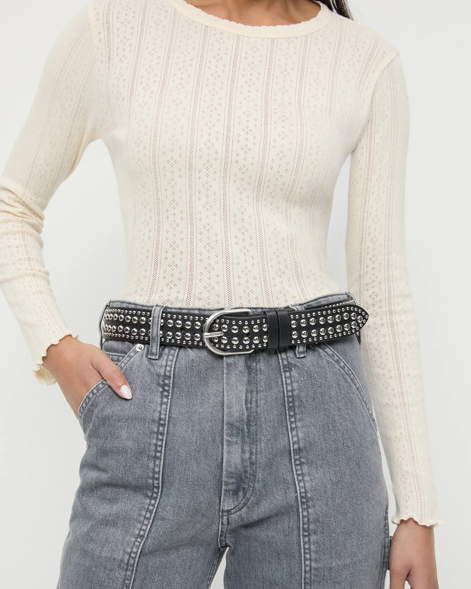 Isaac Black/Silver Studded Belt