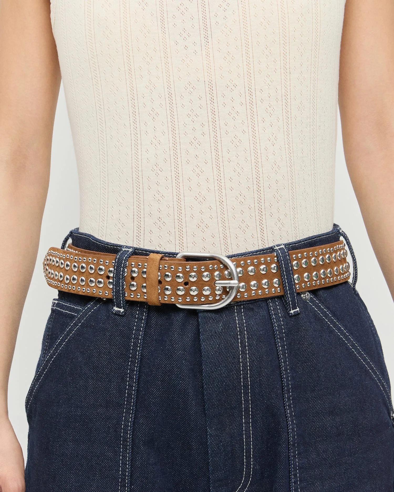 Isaac Cacao/Silver Studded Belt