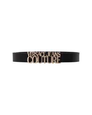 Leather Belt With Crystal Detailed Logo