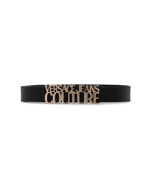 Leather Belt With Gold Trim Logo
