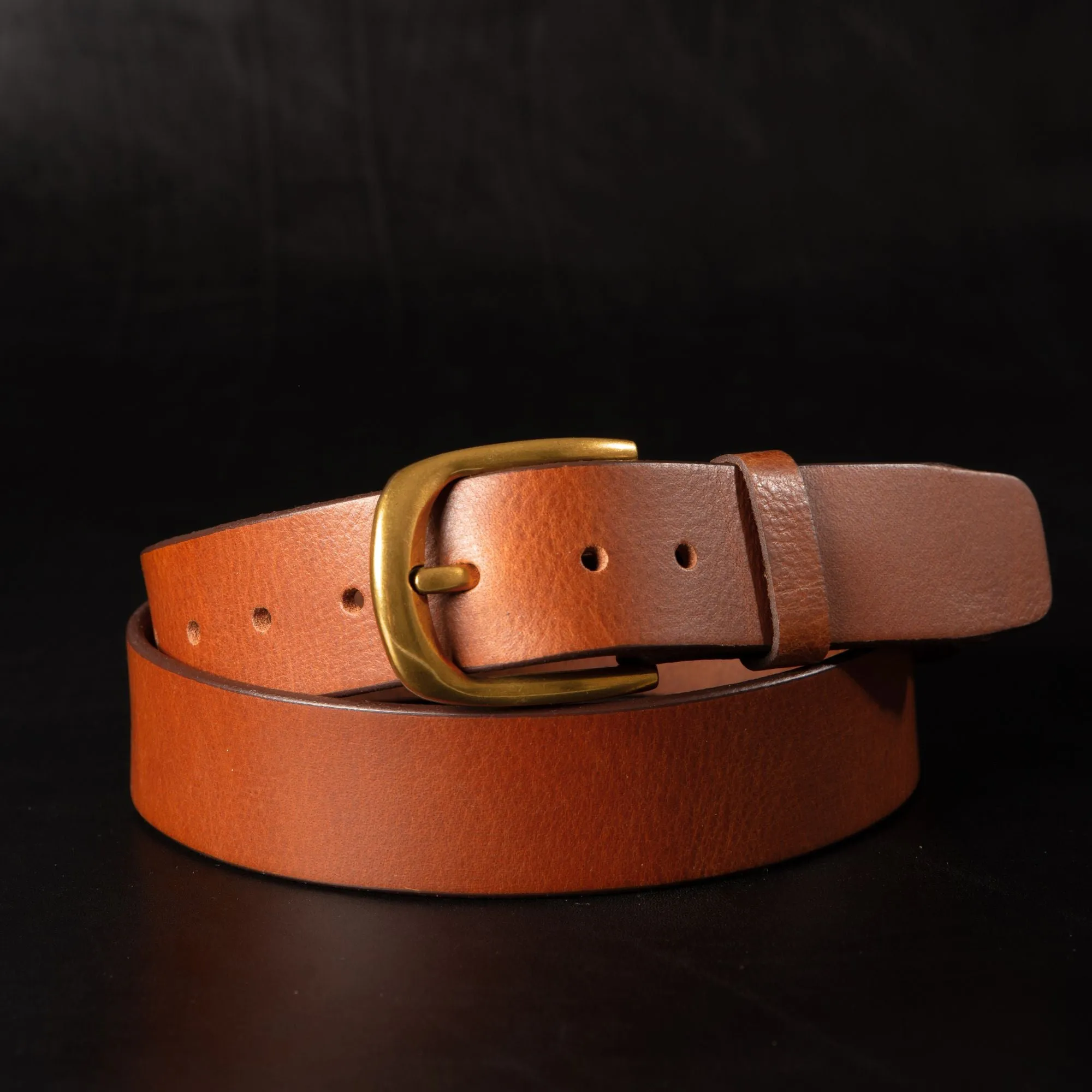Liora - Tan Leather Belt with Gold Buckle - Made in Canada