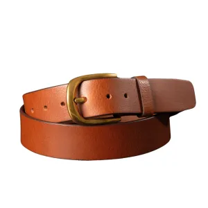 Liora - Tan Leather Belt with Gold Buckle - Made in Canada