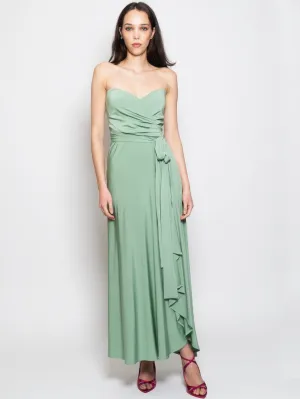 Long Dress with Teal Sweetheart Neckline