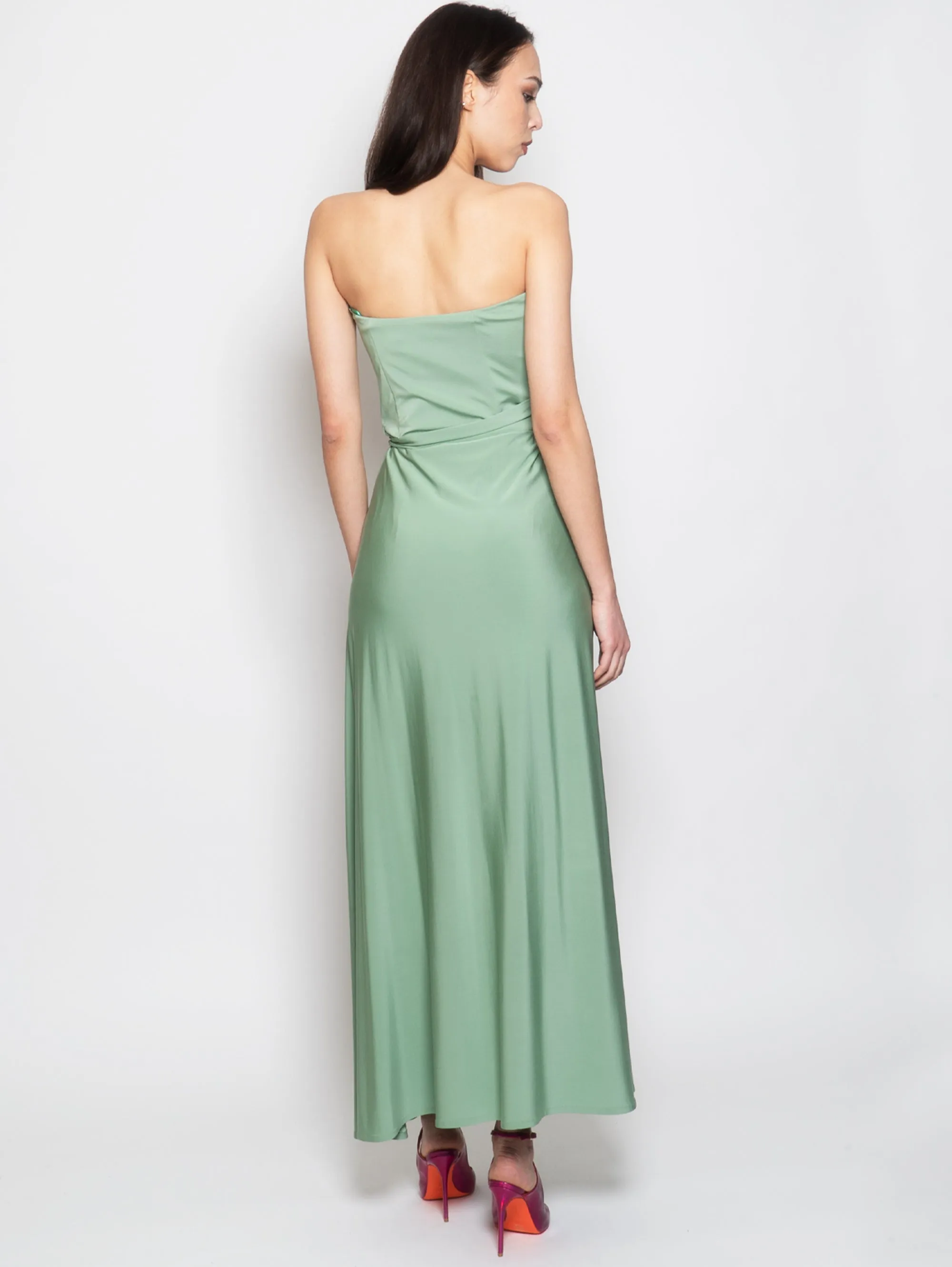 Long Dress with Teal Sweetheart Neckline