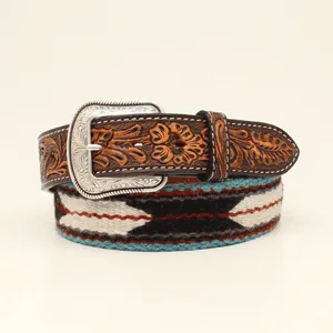 M&F 1 1/2 Tooled Tabs Wool Blanket Brown D100013102