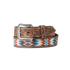 M&F 3D 1 1/2 Hand Tooled Scroll Embroidered Inlay Brown D100016702