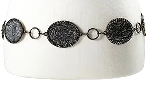 M&F Angel Ranch Belt 2 1/4 Floral Conchos Chain Black D140009501