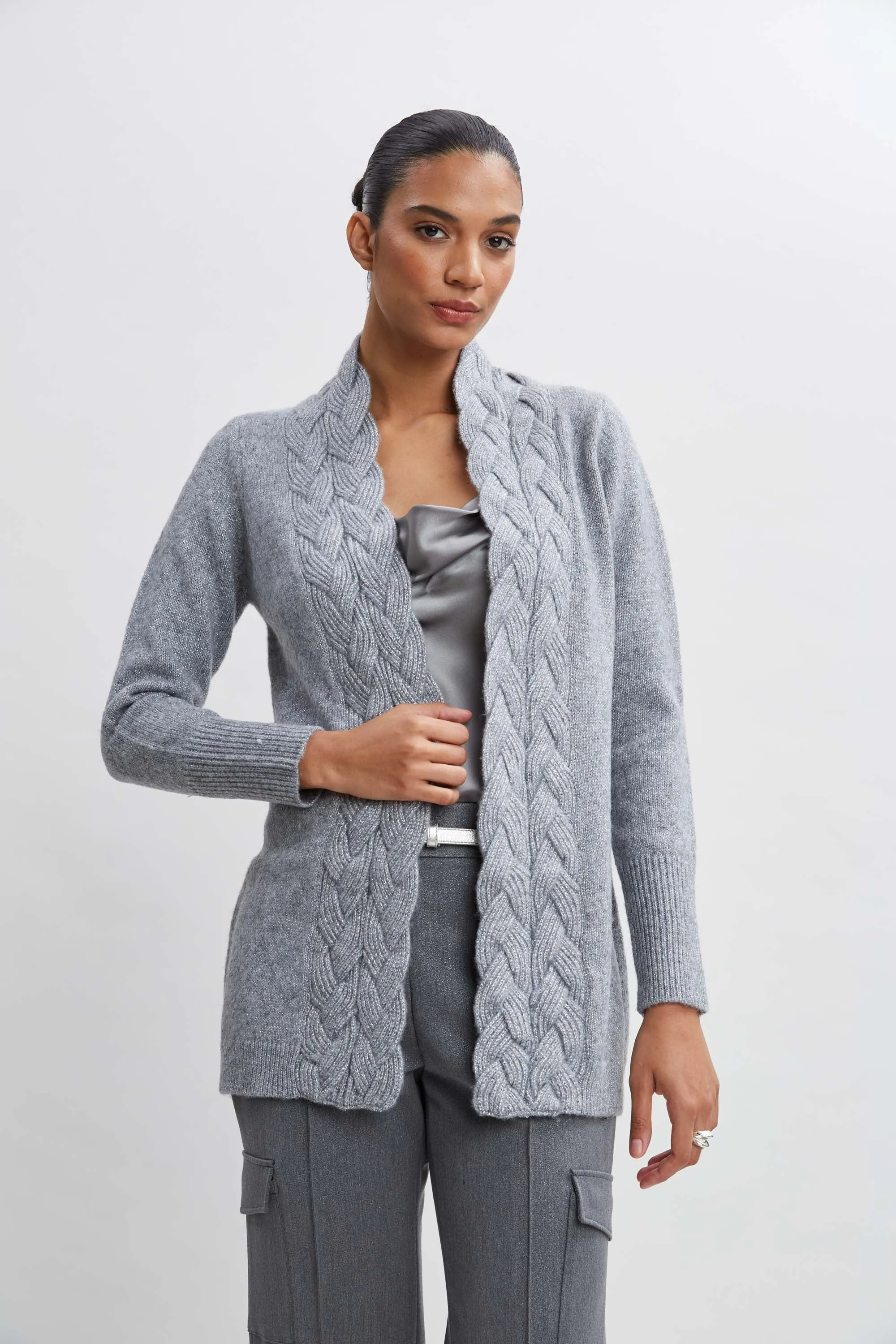 Metallic Cable Cardigan