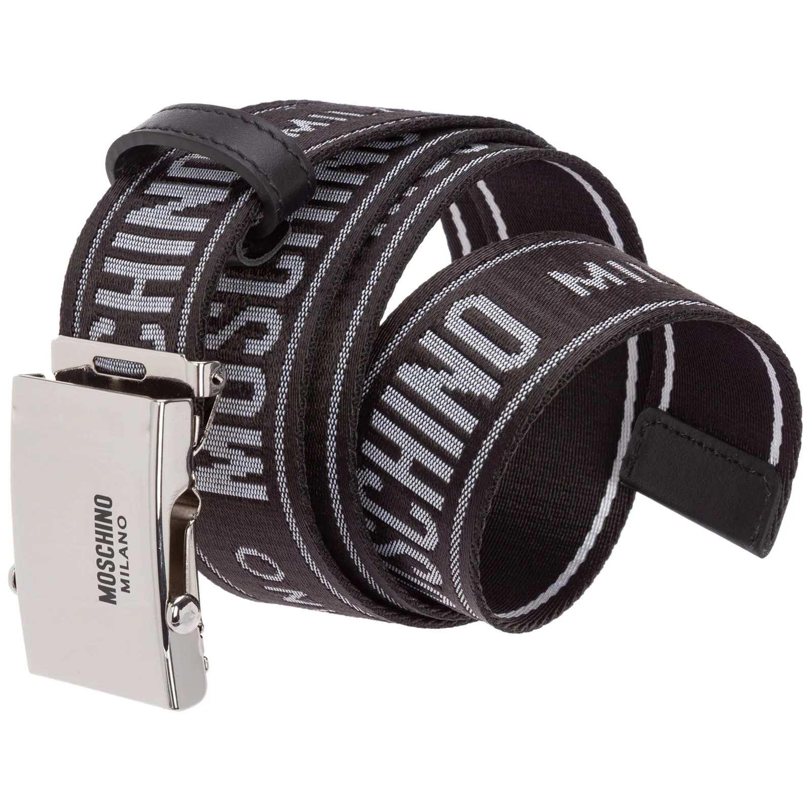 Moschino Logo Engraved Buckle Belt