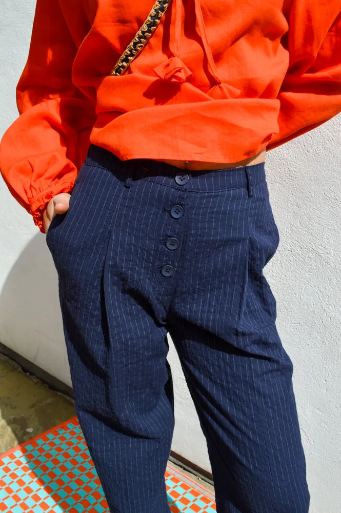 Nice Things Diplo Pinstripe Navy Trousers