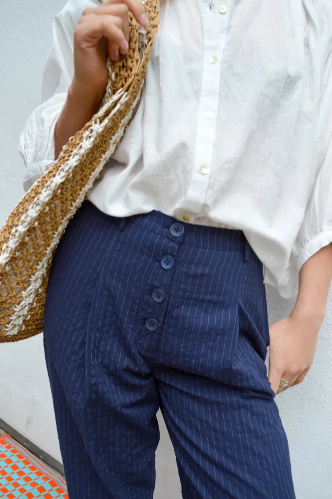 Nice Things Diplo Pinstripe Navy Trousers
