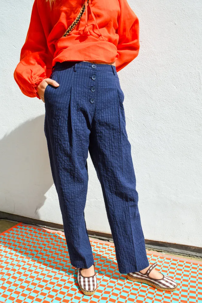 Nice Things Diplo Pinstripe Navy Trousers
