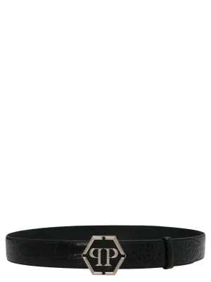 Philipp Plein Hexagon Logo-Plaque Belt
