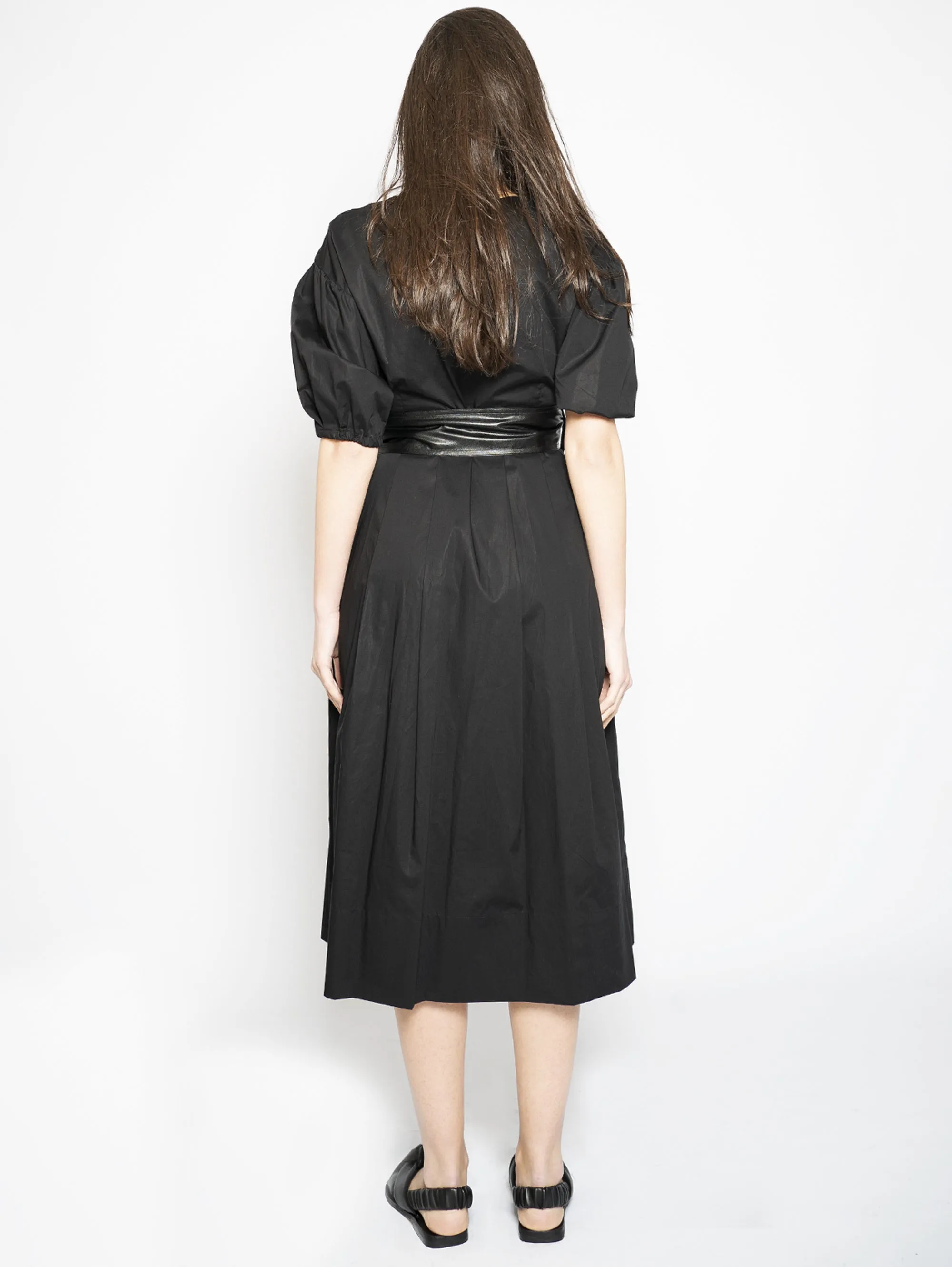 Poplin Dress with Black Belt