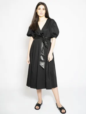 Poplin Dress with Black Belt