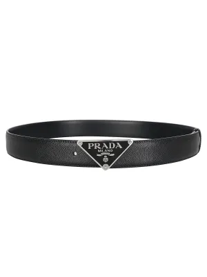 Prada Logo Plaque Buckle Belt