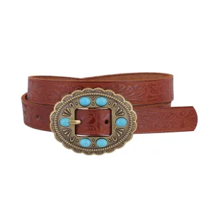 Saddle Rock Round Stone Buckle Belt