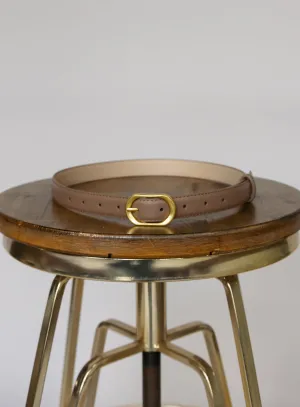 Slim Round Buckle Belt - Khaki