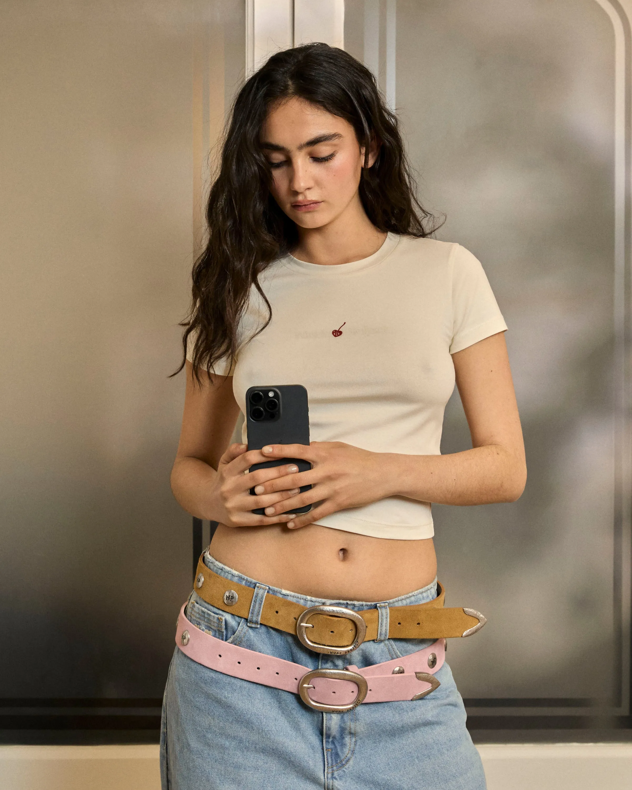 Suede Belt Pink