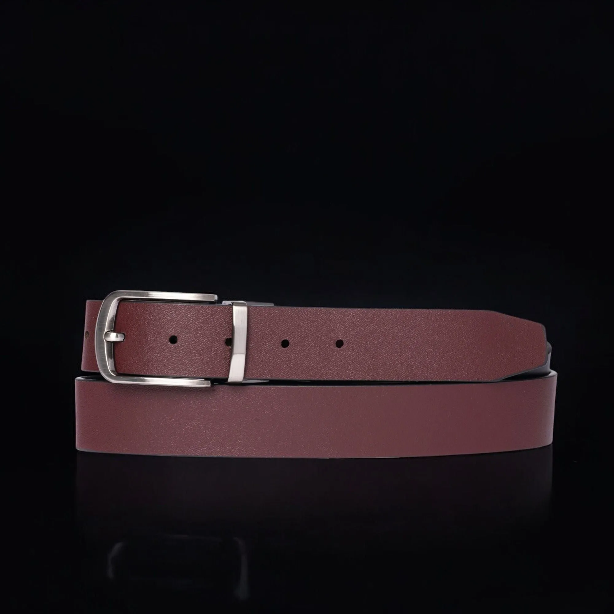 The Harvey Dent Belt - One Piece Reversible Black/Grey 100% Real Leather Belt