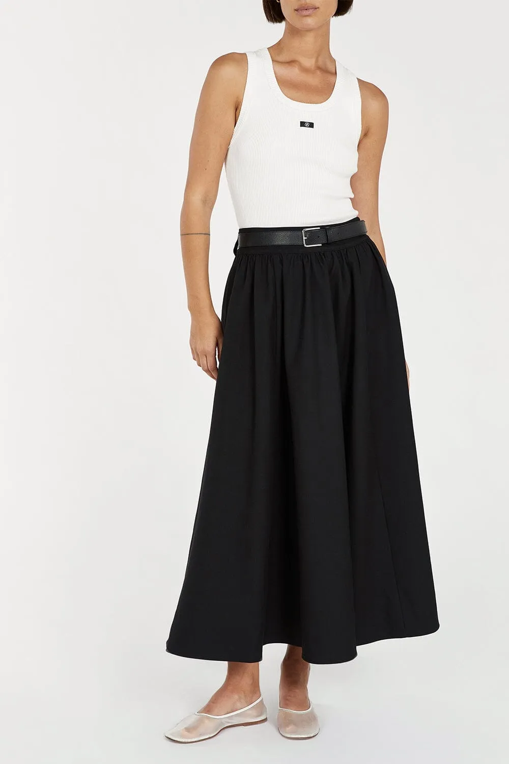 WILLOW BLACK MIDI SKIRT