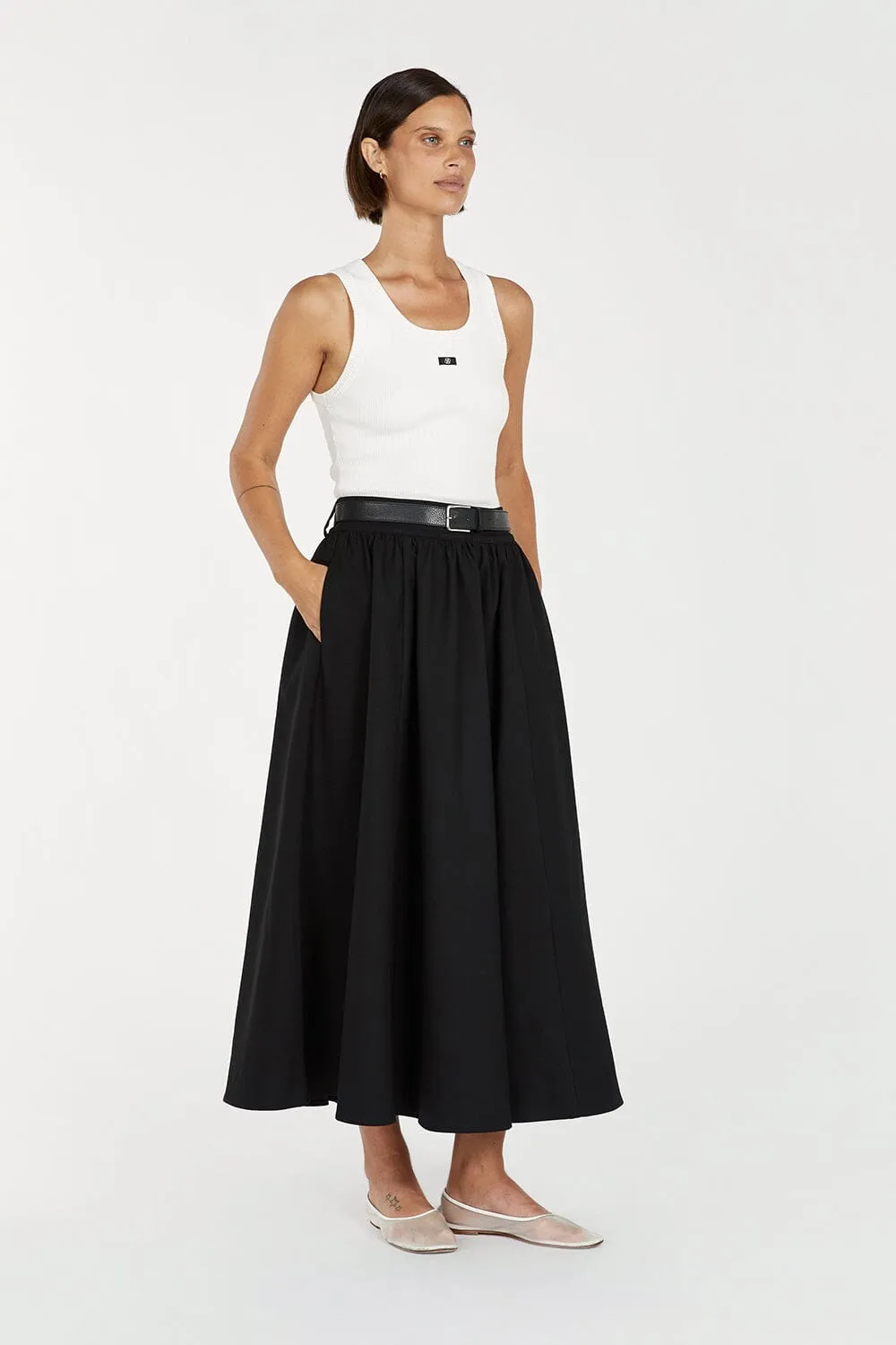 WILLOW BLACK MIDI SKIRT
