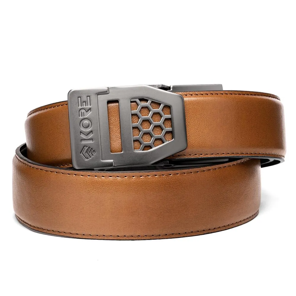 X SERIES BUCKLE  | TAN ARMORTEK LEATHER GUN BELT 1.5"